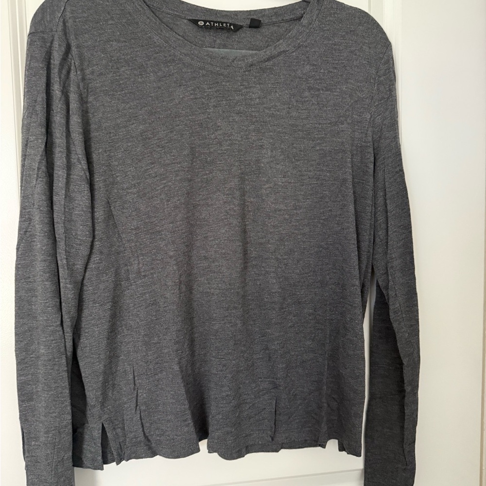 Athleta Charcoal Heather Long Sleeve Tee